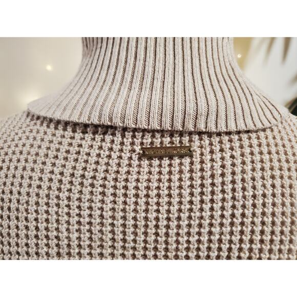 MICHAEL Michael Kors Chunky Waffle Knit Turtleneck Sweater Womens Size XS Beige - Picture 7 of 11